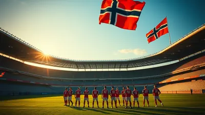 Norge nationalfotballlaget feirer VM-kvalifisering på Rådhusplassen